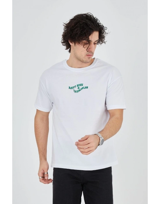 Baskılı 24/1 Penye T-Shirt - Beyaz