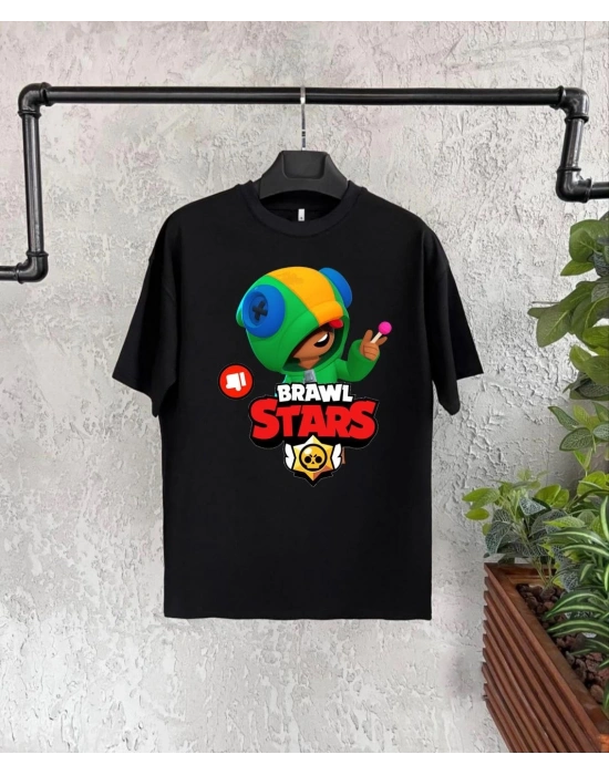 Baskılı Kısa Kol   T-Shirt - Siyah -