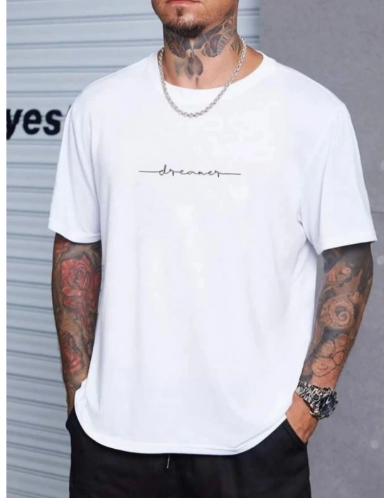 Baskılı Oversize T-Shirt - Beyaz -