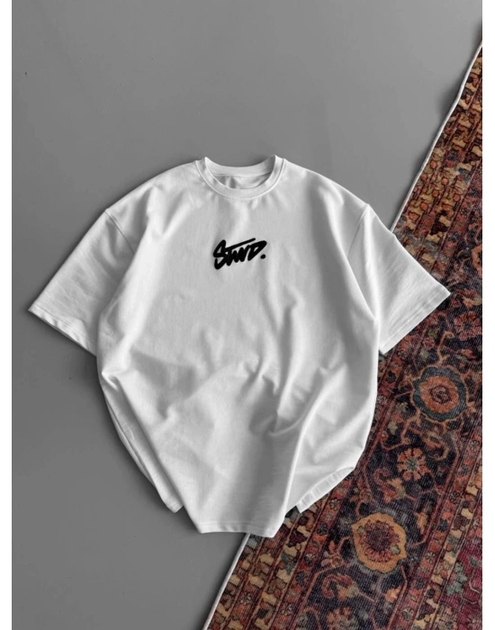 Baskılı Oversize T-shirt - Beyaz -