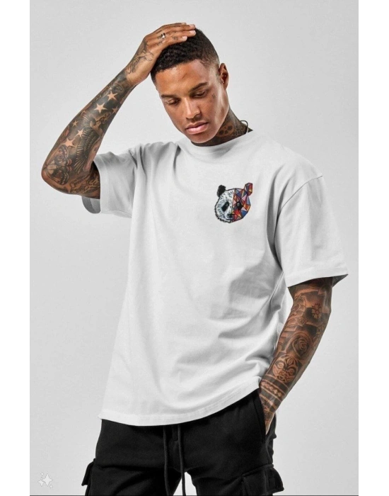 Baskılı Oversize T-Shirt - Beyaz -