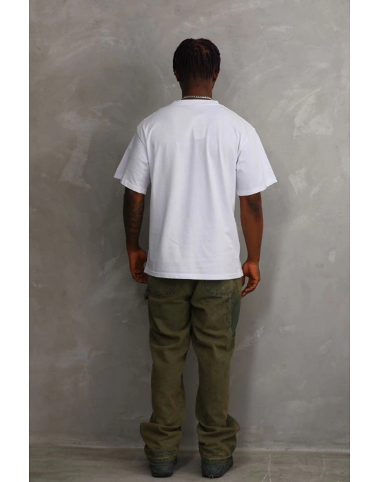 Baskılı Oversize T-Shirt - Beyaz -
