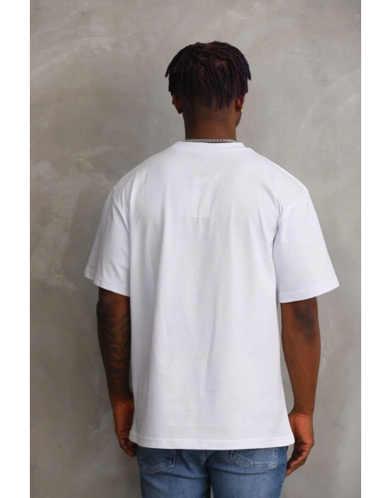 Baskılı Oversize T-Shirt - Beyaz -
