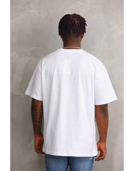Baskılı Oversize T-Shirt - Beyaz -