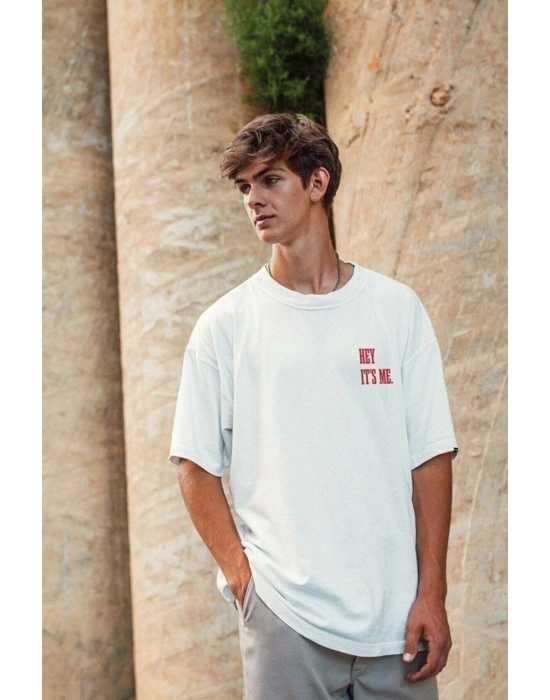 Baskılı Oversize T-Shirt - Beyaz -