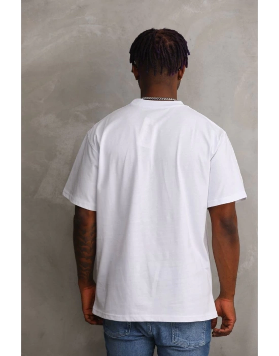 Baskılı Oversize T-Shirt - Beyaz -