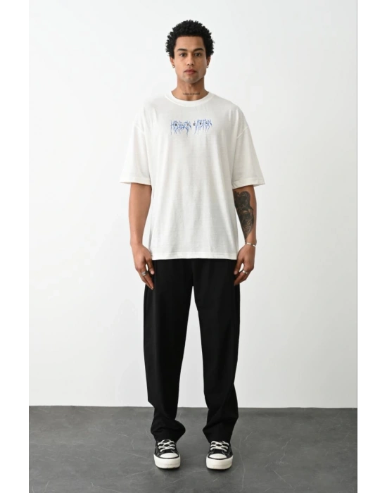 Baskılı Oversize T-Shirt - Beyaz -