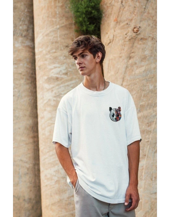 Baskılı Oversize T-Shirt - Beyaz -
