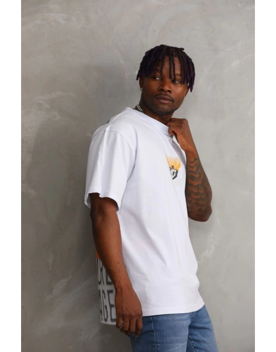 Baskılı Oversize T-Shirt - Beyaz -