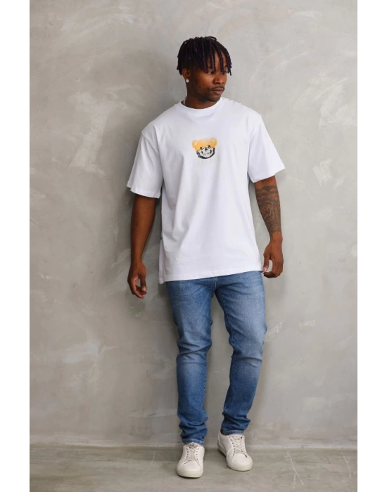 Baskılı Oversize T-Shirt - Beyaz -