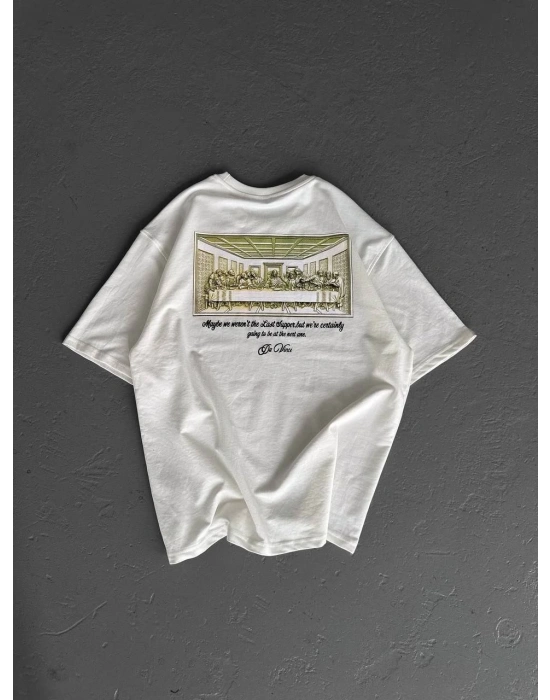 Baskılı Oversize T-Shirt - Beyaz -