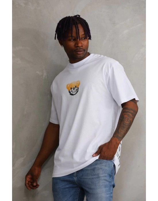 Baskılı Oversize T-Shirt - Beyaz -