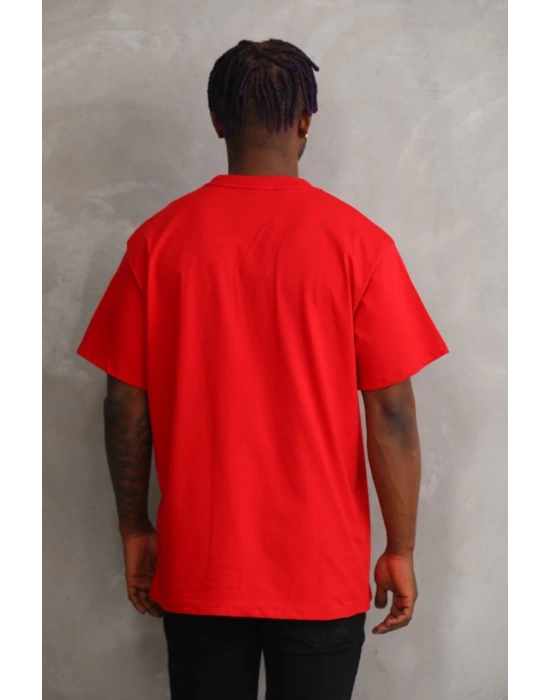 Baskılı Oversize T-Shirt - Kırmızı -
