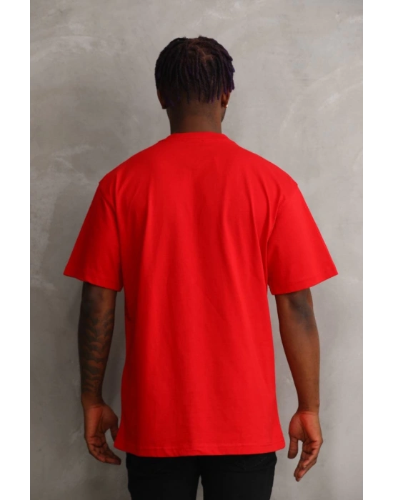 Baskılı Oversize T-Shirt - Kırmızı -