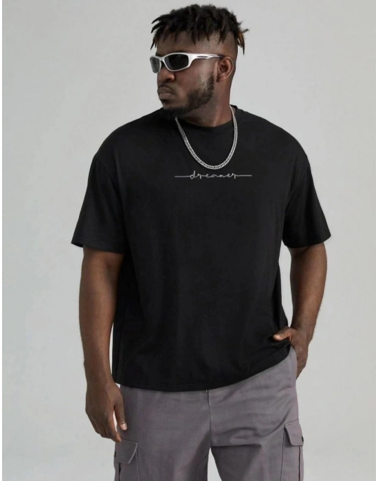 Baskılı Oversize T-Shirt - Siyah -