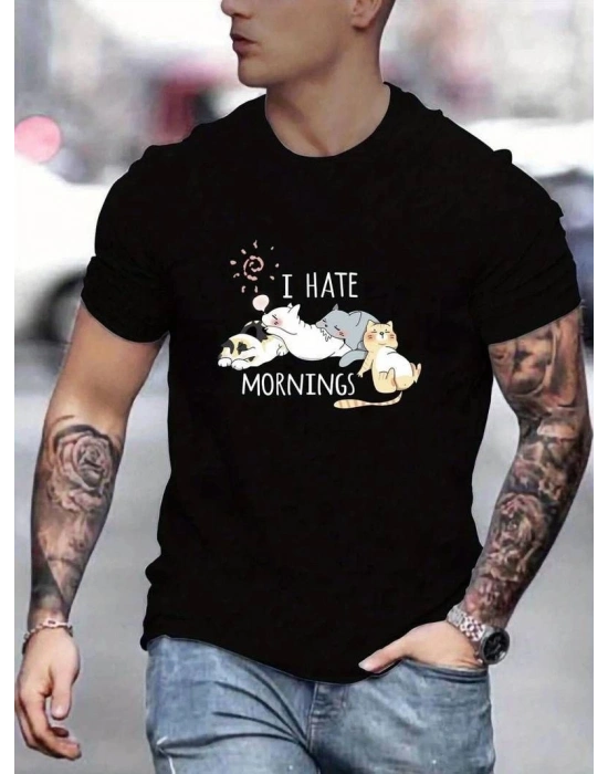 Baskılı Oversize T-Shirt - Siyah -