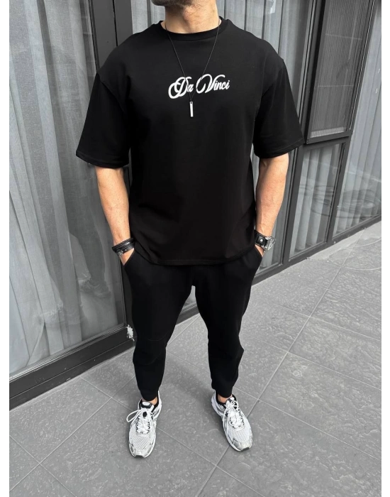 Baskılı Oversize T-Shirt - Siyah -