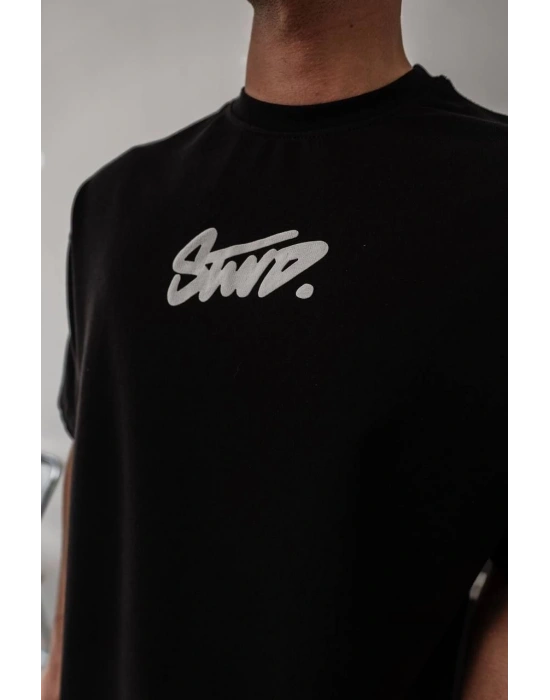 Baskılı Oversize T-shirt - Siyah -