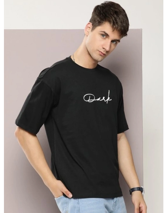 Baskılı Oversize T-shirt - Siyah -