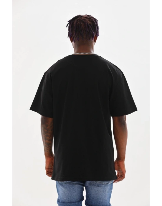 Baskılı Oversize T-Shirt - Siyah -