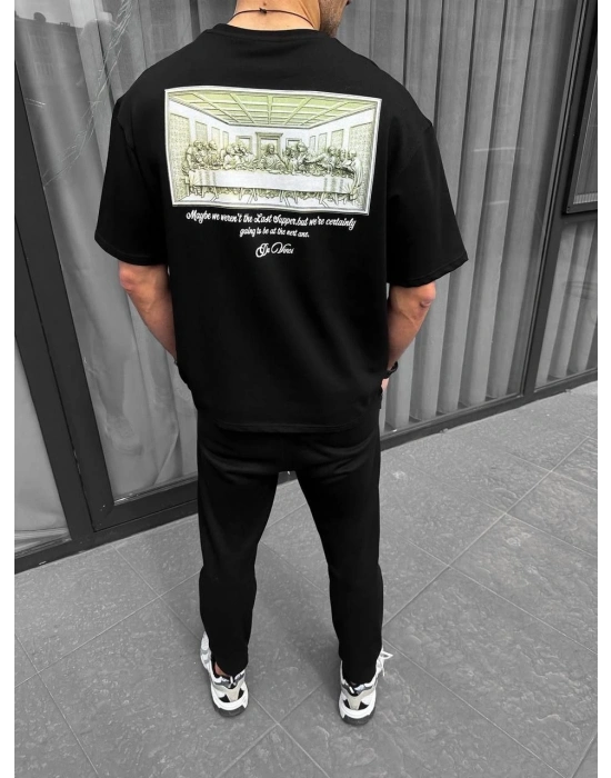 Baskılı Oversize T-Shirt - Siyah -