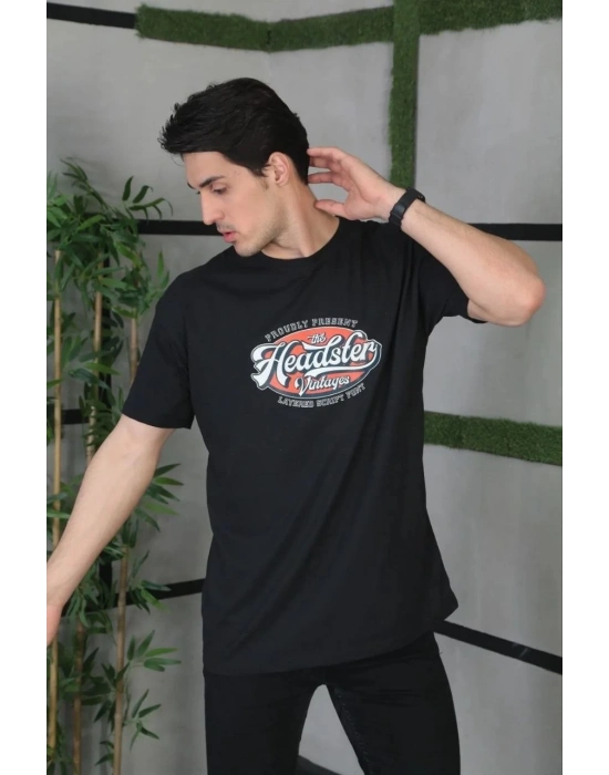 Baskılı Oversize T-Shirt - Siyah -