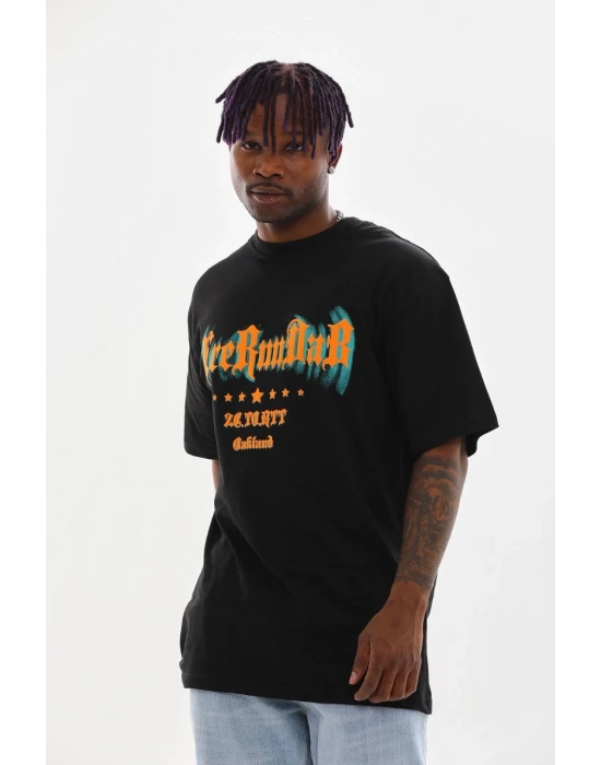 Baskılı Oversize T-Shirt - Siyah -