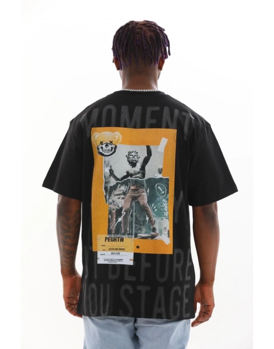 Baskılı Oversize T-Shirt - Siyah -