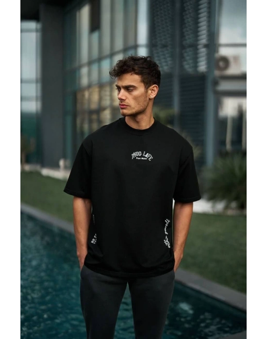 Baskılı Oversize T-Shirt - Siyah -