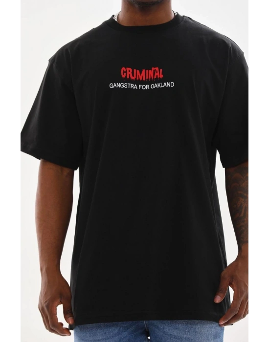 Baskılı Oversize T-Shirt - Siyah -