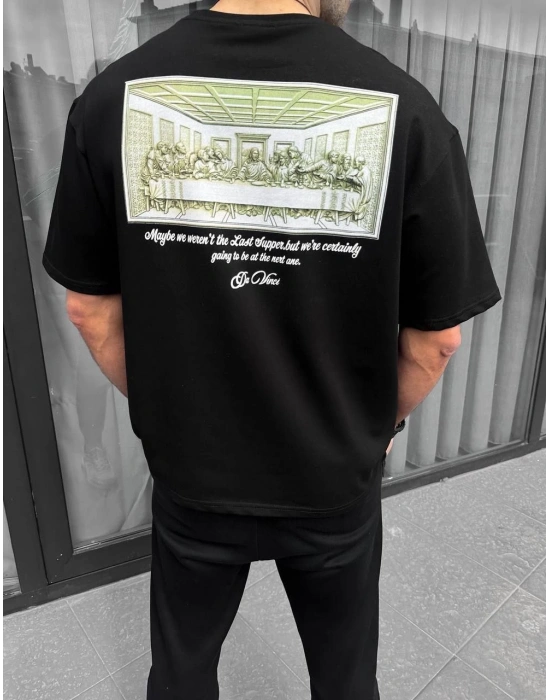Baskılı Oversize T-Shirt - Siyah -