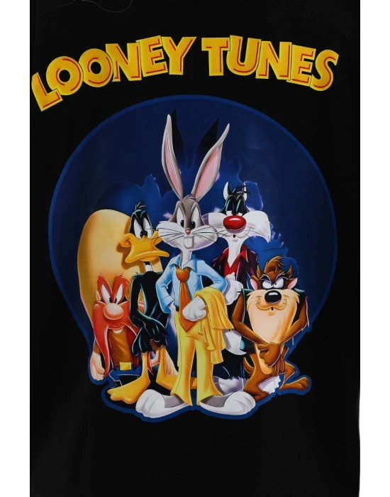 Baskılı Oversize T-Shirt - Siyah -