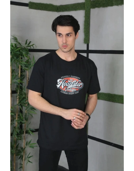 Baskılı Oversize T-Shirt - Siyah -