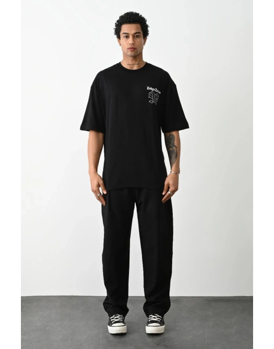 Baskılı Oversize T-Shirt - Siyah -