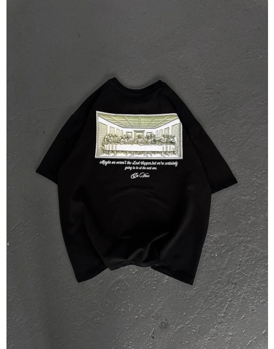 Baskılı Oversize T-Shirt - Siyah -