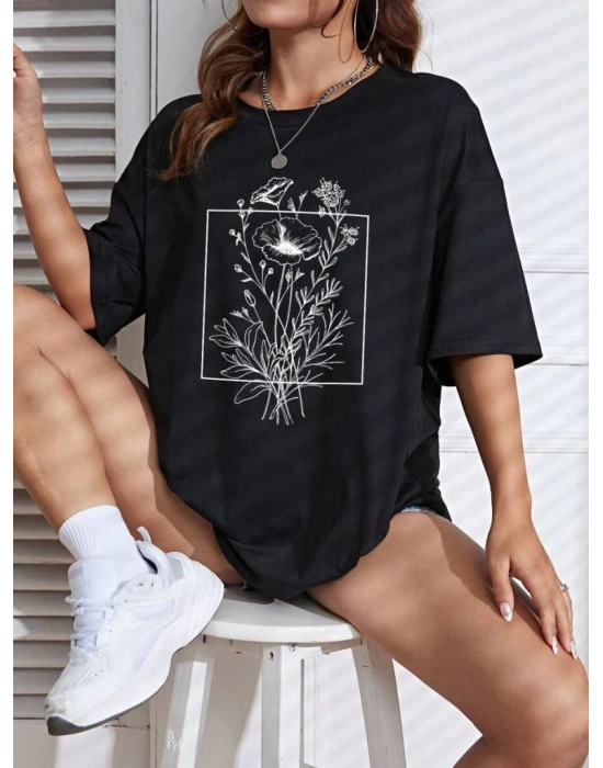 Baskılı   T-shirt - Siyah -