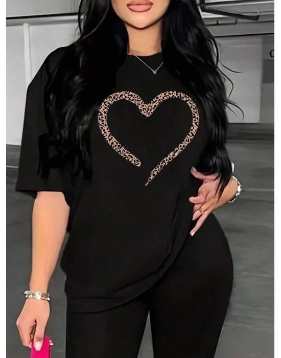 Baskılı   T-shirt - Siyah -