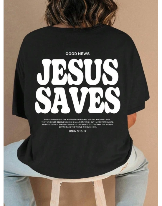 Baskılı   T-shirt - Siyah -