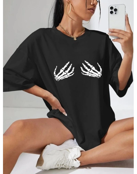 Baskılı   T-shirt - Siyah -