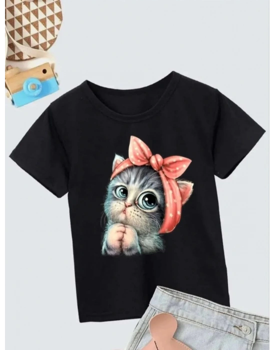 Baskılı T-Shirt - Siyah -