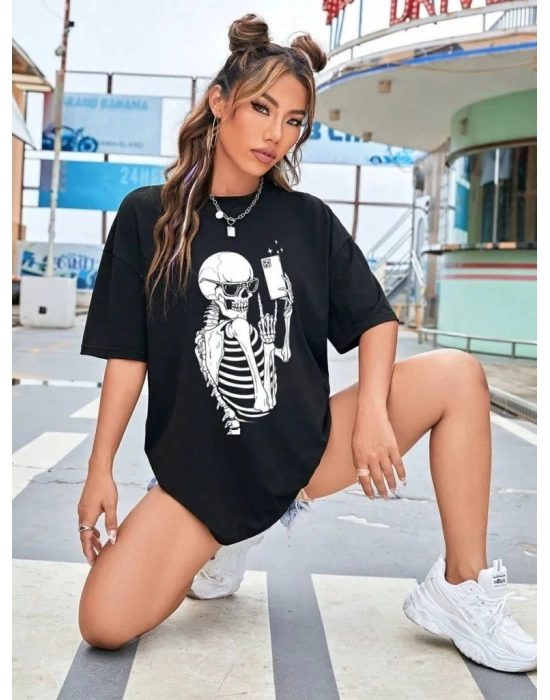 Baskılı   T-shirt - Siyah -