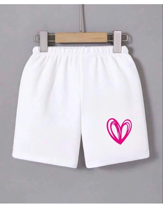 Beli Lastikli Baskılı Mini Şort - Beyaz -