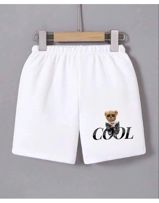 Beli Lastikli Baskılı Mini Şort - Beyaz -