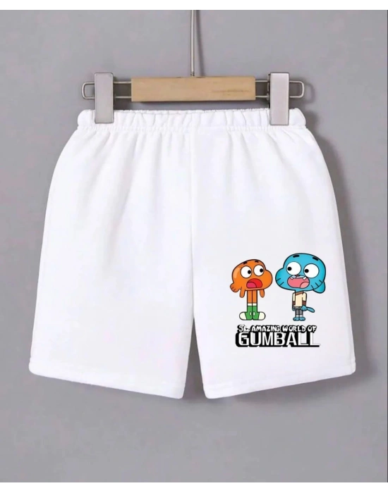 Beli Lastikli Baskılı Mini Şort - Beyaz -