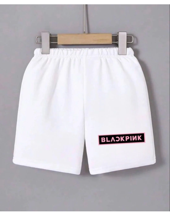 Beli Lastikli Baskılı Mini Şort - Beyaz -