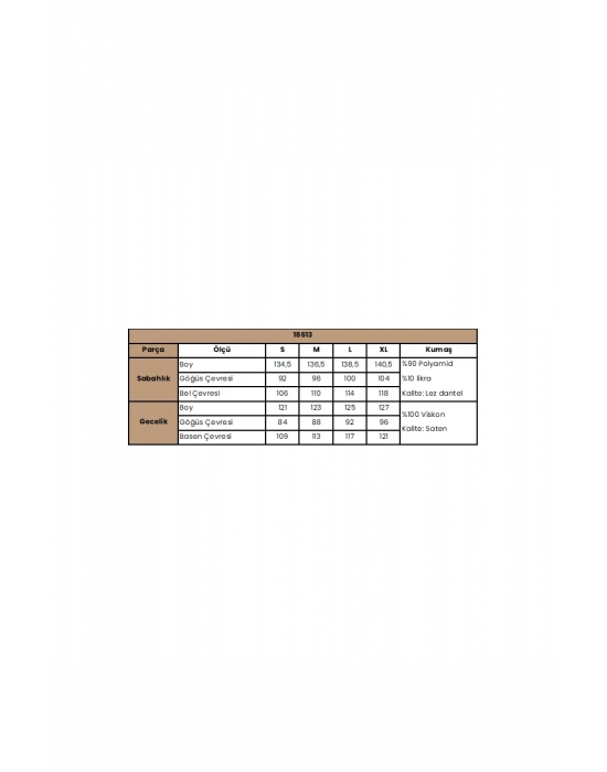 Bicomi %100 Viskon Dantelli ve Dekolteli Saten Sabahlık Takımı