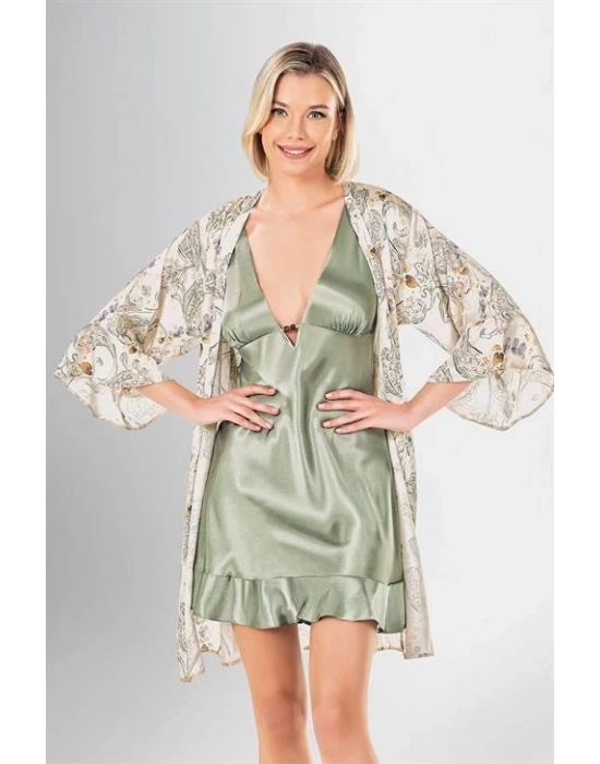 Bicomi 2 li Kısa Sabahlık Takımı Desenli