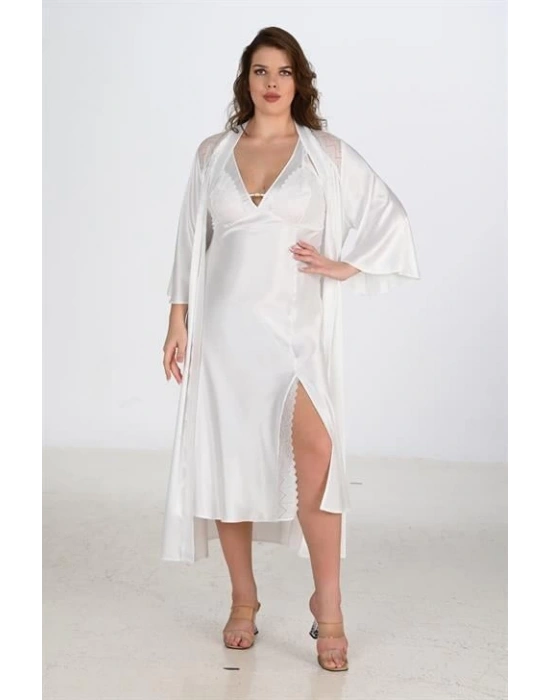 Bicomi 2li Ekru Sabahlık Takımı Bigsize 6224