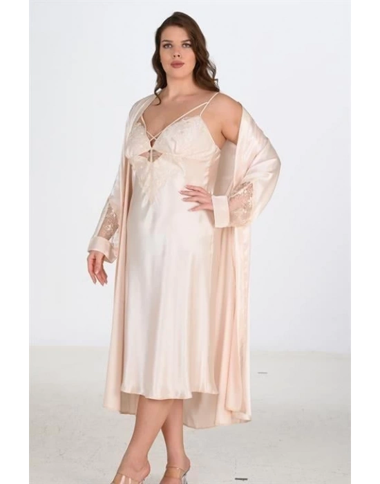 Bicomi 2li Fildişi Sabahlık Takımı Bigsize 6222