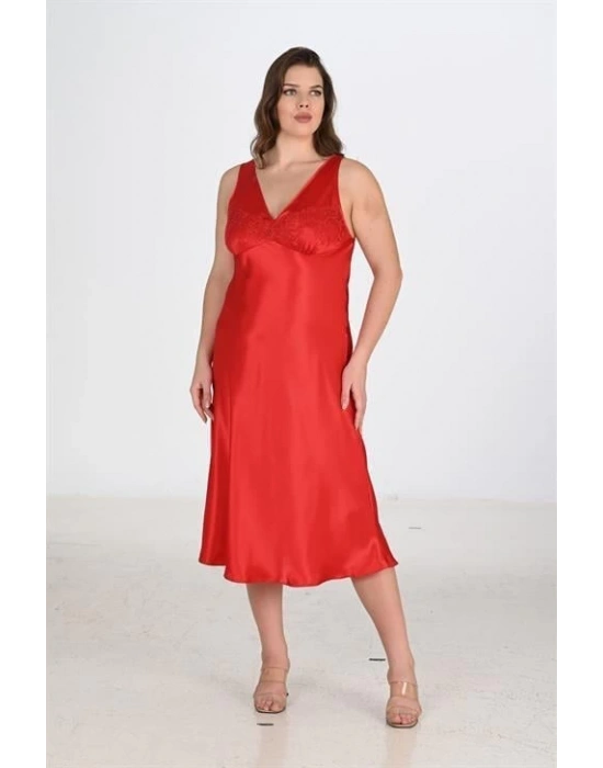 Bicomi 2li Kırmızı Sabahlık Takımı Bigsize 6226